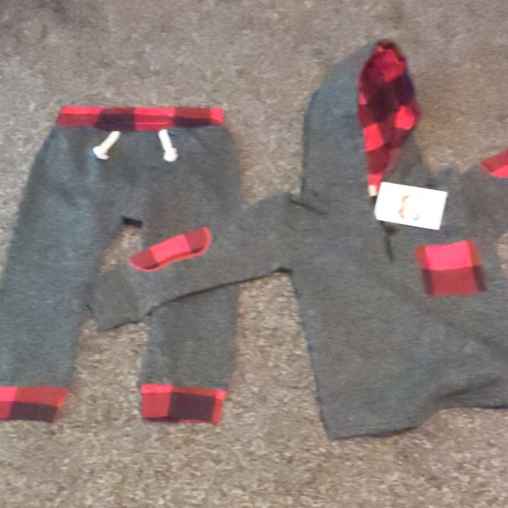 Little boys size 24 months grey and red sweat suit